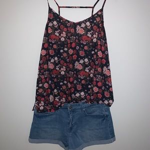 Black Floral Tank Top